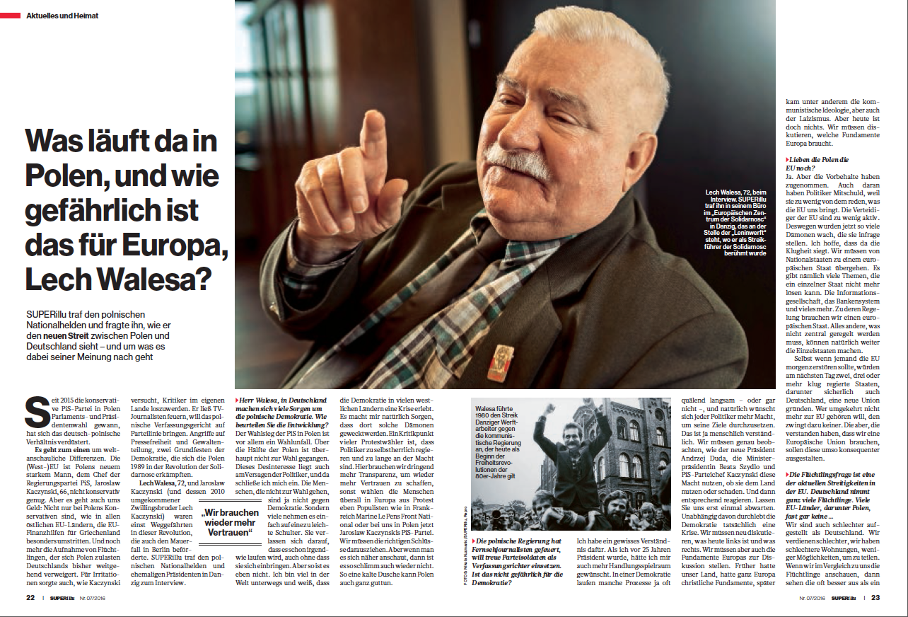 Interview mit Lech Walesa in SUPERillu Heft 7/2016