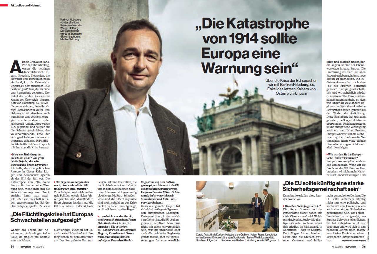 SUPERillu-Interview mit Karl von Habsburg in SUPERillu Heft 32/2016