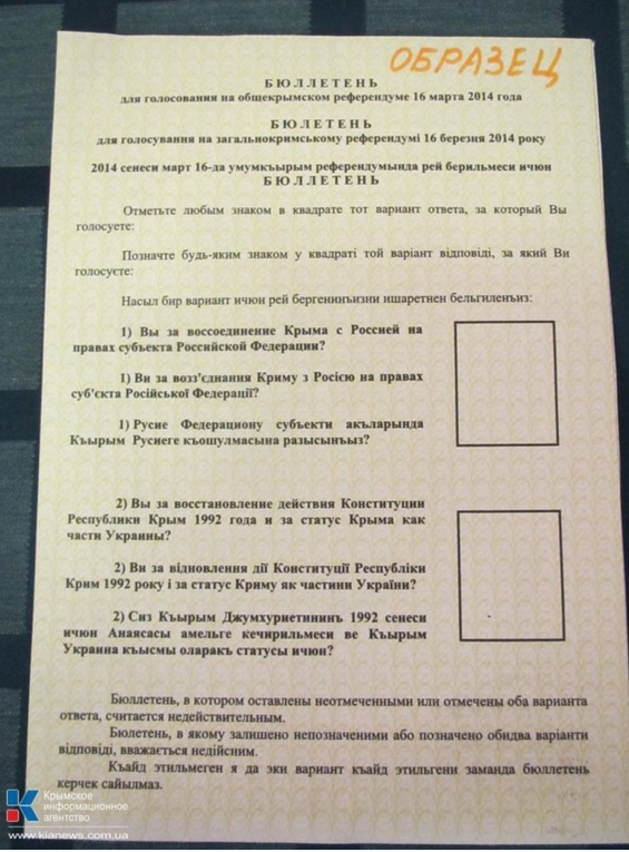 Was steht auf dem Stimmzettel von der Krim?